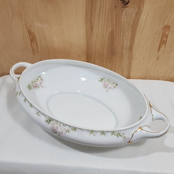 Rosenthal Bavaria Pink Roses Oval Serving Bowl 13.25" handles Donatello 1930s an - Picture 7 of 11